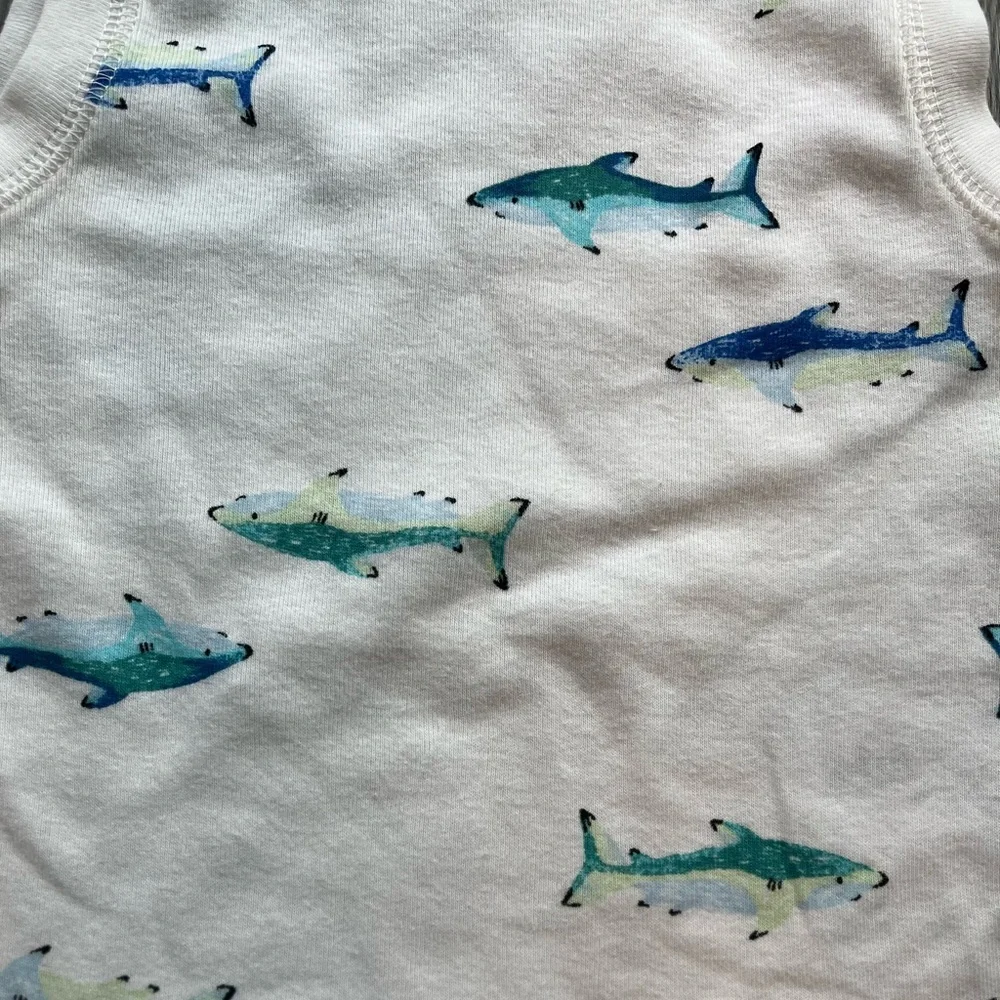 Carter’s Shark Print Tank Top Onesie Blue White 24 Month